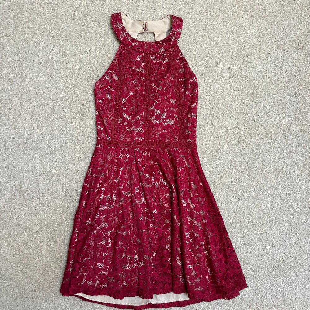 Macy's size xsmall halter neck dress in a pretty dark red